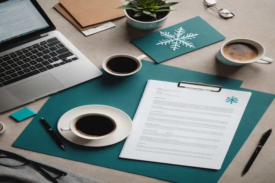Swiss desk with printed ROPA document and Snowflake query on laptop screen